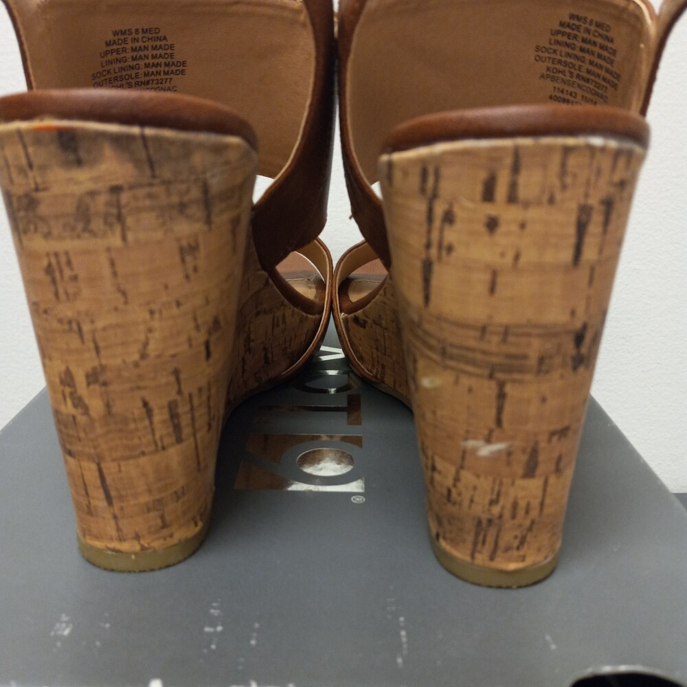 Apt. 9 Wedge Sandals Tan Strap Size 8   4.25” High Heel Shoes - Picture 7 of 14